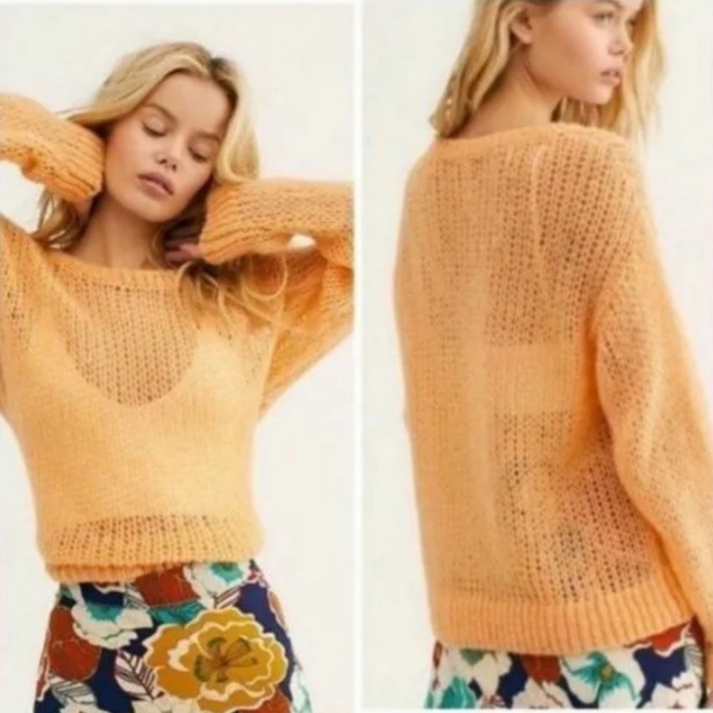 Free People Orange Alpaca Sweater XS